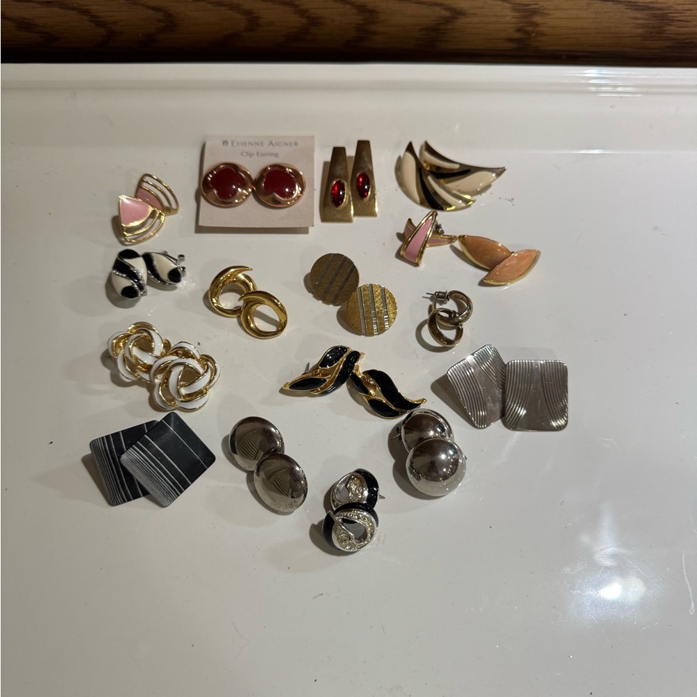 Vintage 80s 90s Enamel Pierced Earring Lot